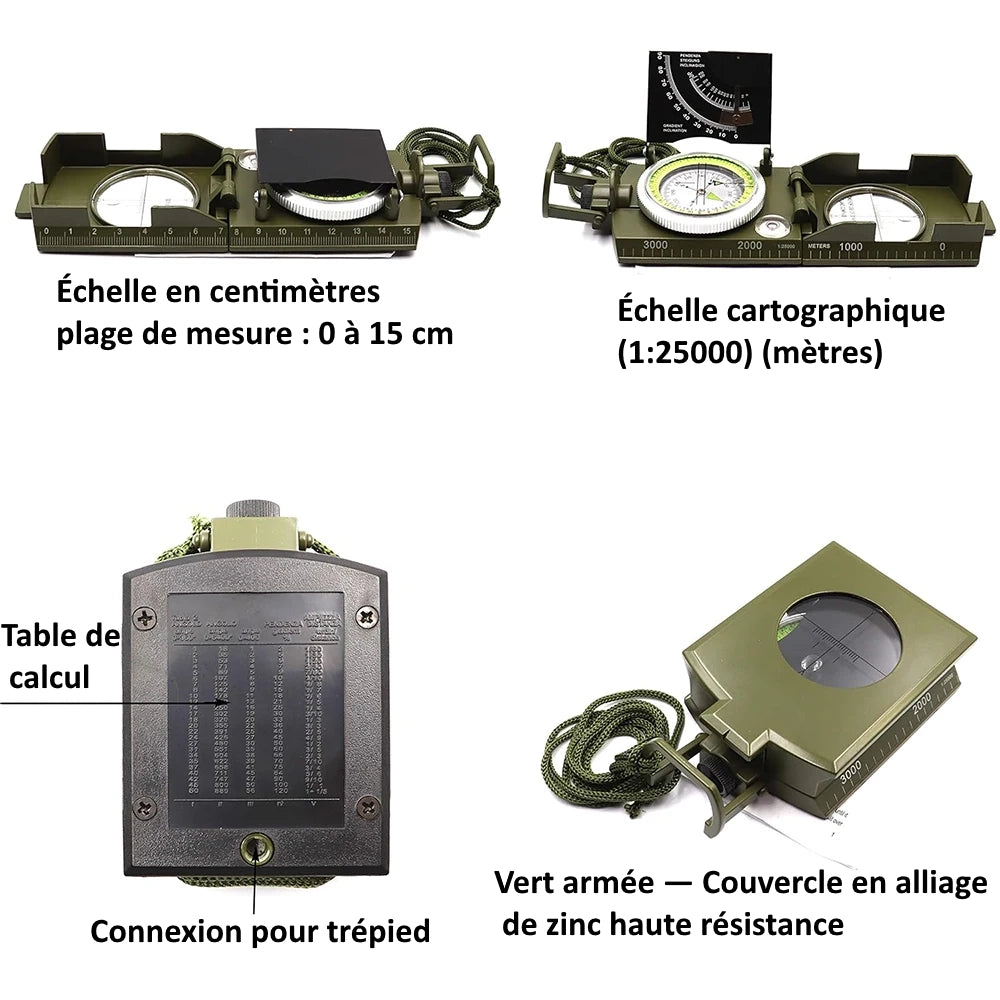 Boussole Militaire de Haute Précision – Étanche et Multifonction