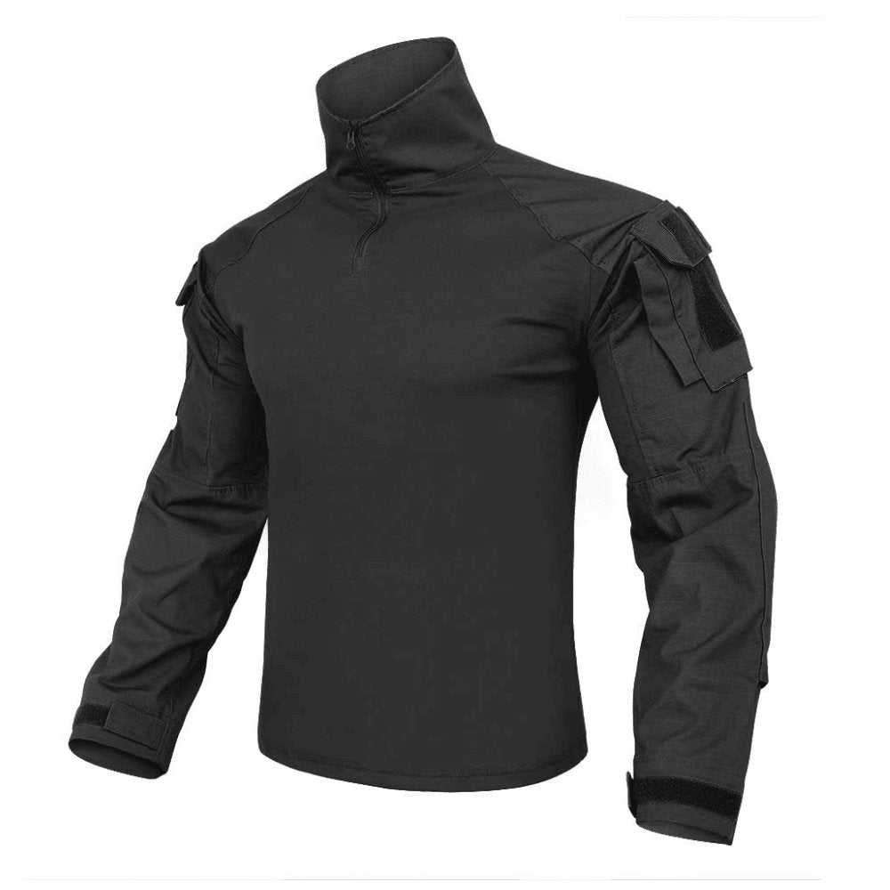 Combat shirt Noir avec uniforme de combat noir Krydex tenue militaire complète uniforme G3 tactique homme femme Uniforme de combat militaire complet tenue entière militaire homme BDU krydex Noir G3 Coton Nylon avec genouillères coudières troisième génération tenue complète finition téflon costume 10 poches Airsoft