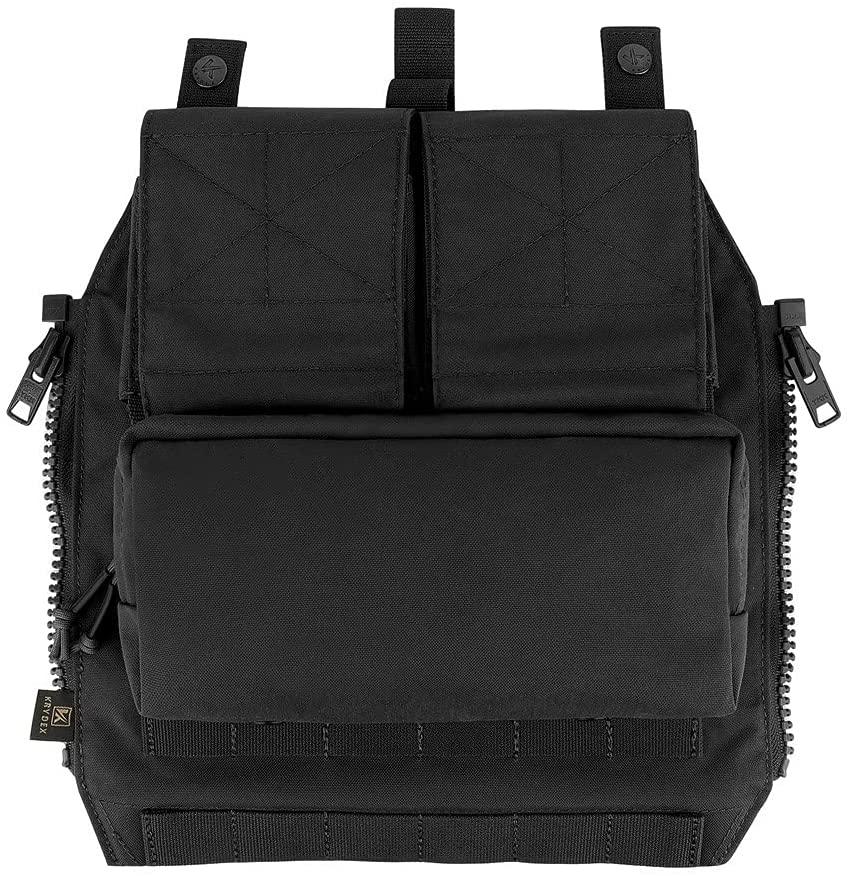 Panneau zippée de stockage Krydex Noir pour gilets tactiques CPC, AVS et JPC2.0 poche stockage 3 compartiments pour arrière gilet militaire repro Airsoft
