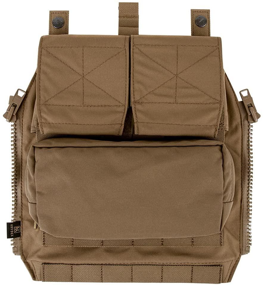 Panneau zippée de stockage Krydex CB marron foncé pour gilets tactiques CPC, AVS et JPC2.0 poche stockage 3 compartiments pour arrière gilet militaire repro Airsoft