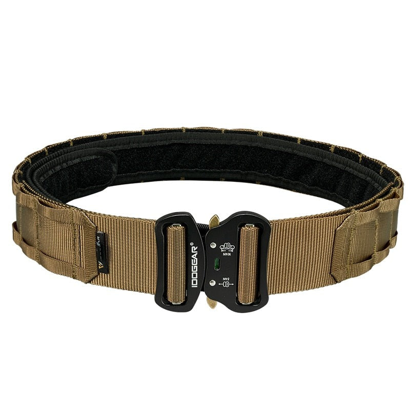 Ceinturon Cobra Ceinture Tactique CB MOLLE coyote brown combat airsoft avec sous ceinturon noir militaire homme femme détachement rapide belt battlebelt équipement accessoire marron foncé Airsoft