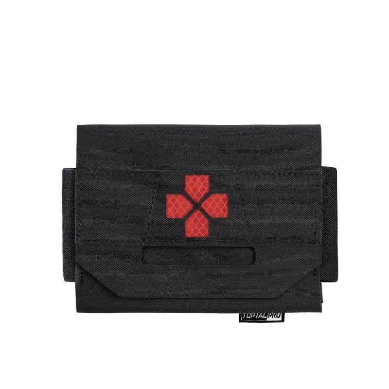 Poche medic micro trauma kit MOLLE TOPTACPRO avec croix rouge médicale Noir trousse de secours militaire gendarme policier Airsoft