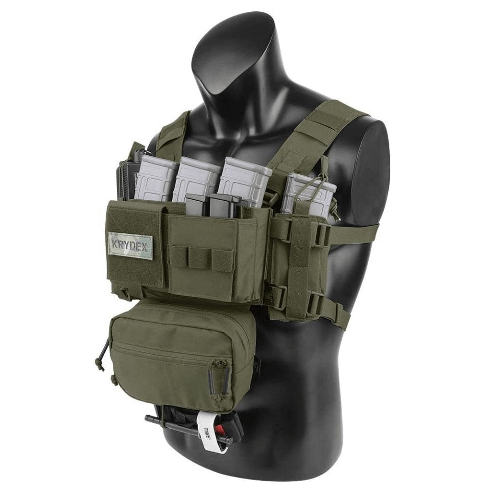 Chest Rig MK3 micro fight MK4 tactique complet militaire pour force de l'ordre AG army green vert foncé krydex chest rig  de combat avec S.A.C.K modulable spiritus velcro Airsoft