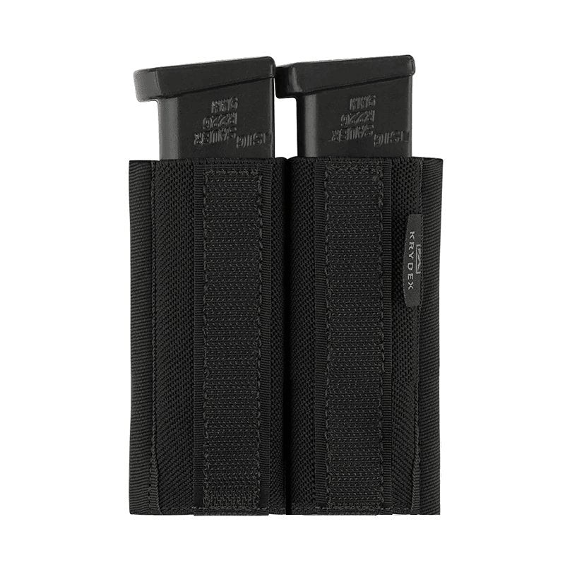 Porte chargeur double pistolet 9mm tissus Nylon Noir Velcro pour chest rig MK3 MK4 D3CRM pistol pistomet gun glock Airsoft