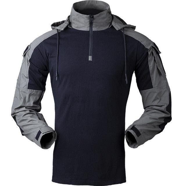 Veste de combat chemise de combat gris capuche ripstop résistant gris sarchon militaire homme tactique Airsoft homme unisexe femme OD vêtement avec emplacements coudières habit de combat Gris