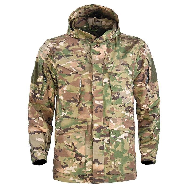Veste de combat militaire MC multicam camouflage camo qualité veste chauffante imperméable à capuche veston poches et zone velcro coton polyester pour militaire forêt Milsim Unisexe Airsoft
