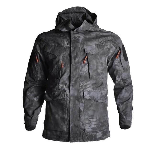 Veste de combat militaire TYP python camouflage qualité veste chauffante imperméable à capuche veston poches et zone velcro coton polyester pour militaire forêt Milsim Unisexe Airsoft