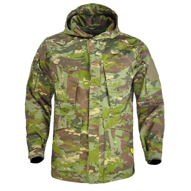 Veste de combat militaire MCTP multicam tropic camouflage forêt camo vert qualité veste chauffante imperméable à capuche veston poches et zone velcro coton polyester pour militaire forêt Milsim Unisexe Airsoft