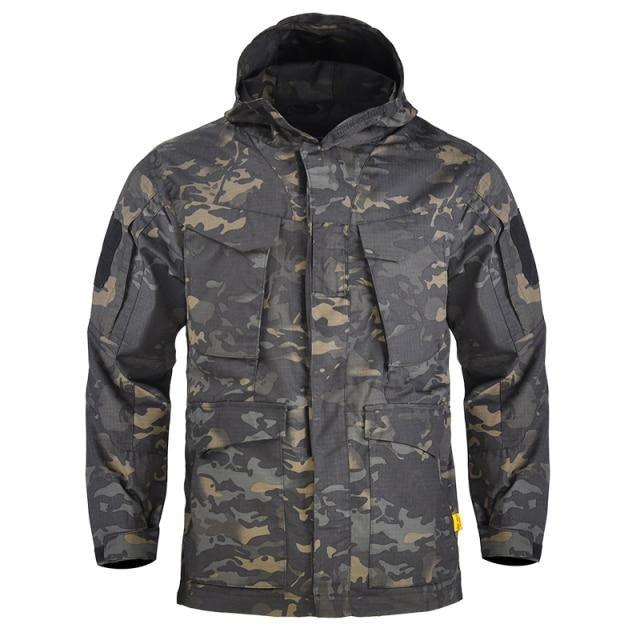 Veste de combat militaire MCBK multicam black camouflage noir camo qualité veste chauffante imperméable à capuche veston poches et zone velcro coton polyester pour militaire forêt Milsim Unisexe Airsoft