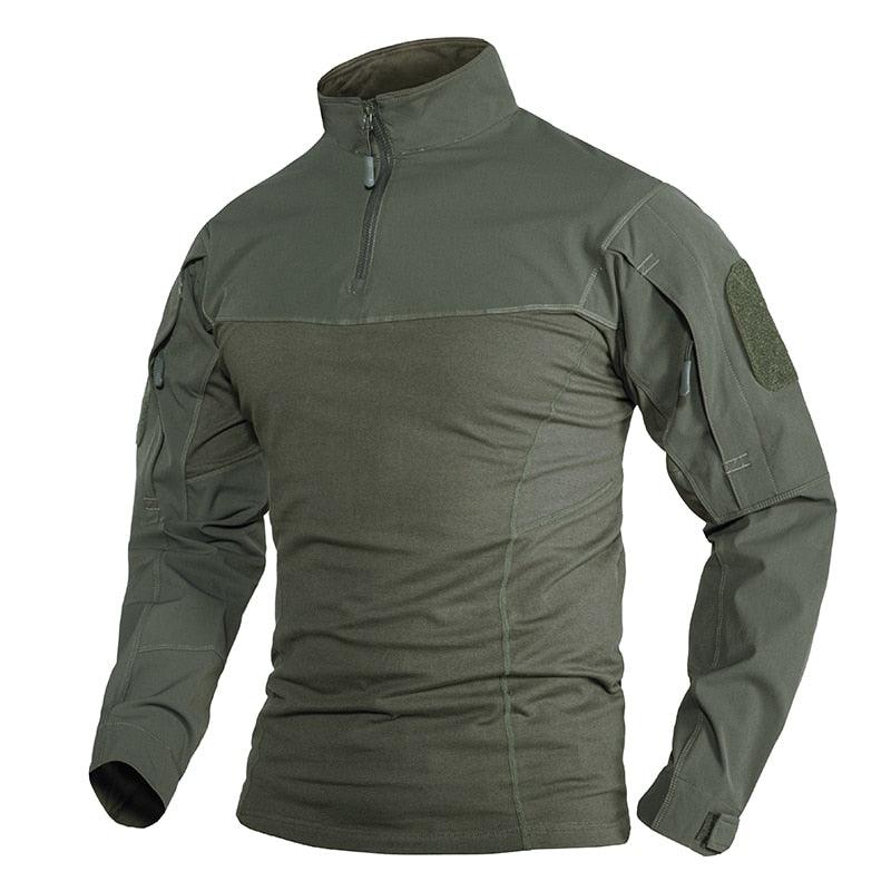Combat shirt Tacvasen AG Army Green tactique avec poches zip et col zip combat shirt homme haut d'uniforme de combat manches longues militaire Unisexe vêtement taille S M L XL XXL Airsoft