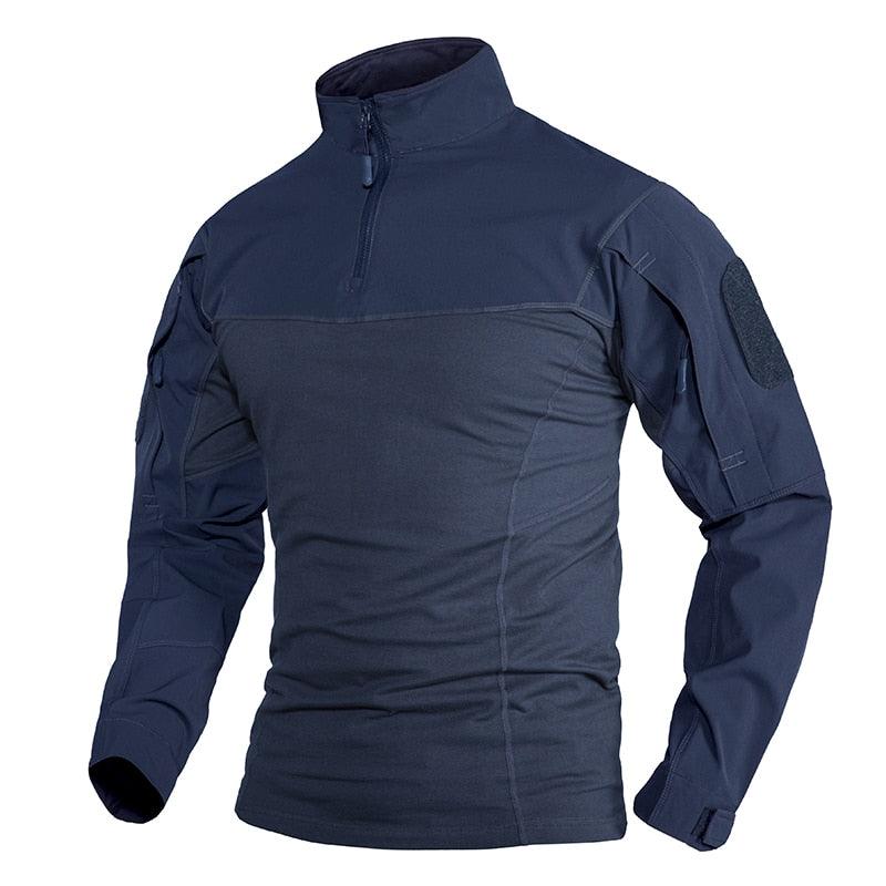 Combat shirt Tacvasen Navy tactique avec poches zip et col zip combat shirt homme haut d'uniforme de combat manches longues militaire Unisexe vêtement taille S M L XL XXL Airsoft