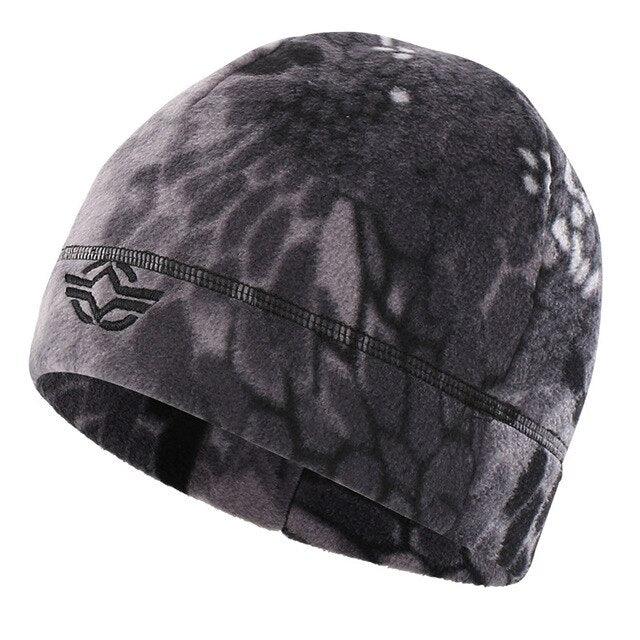 Bonnet chauffant TYP phyton camouflage noir camo Esdy tactique pour l'airsoft bonnet militaire polyester hiver froid homme femme bonnet simple accessoire Airsoft