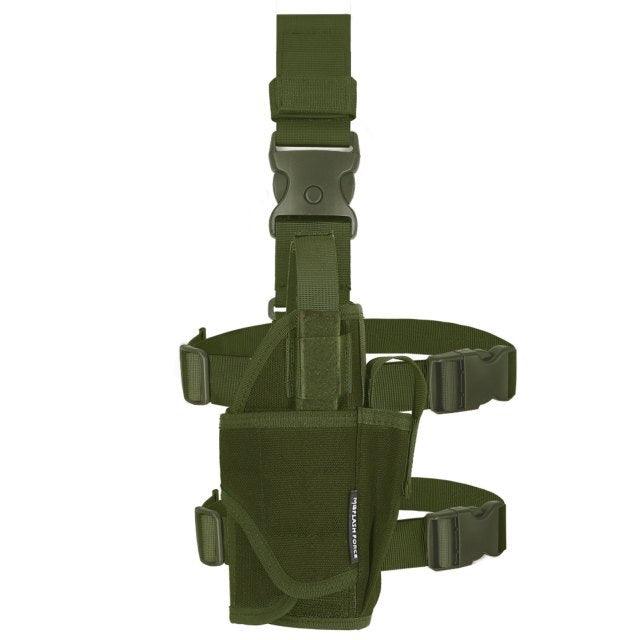 Holster de cuisse ajustable universel droitier AG army green vert foncé Mgflashforce pour jambe holster Nylon tissu boucles attaches pour réplique de poing Airsoft