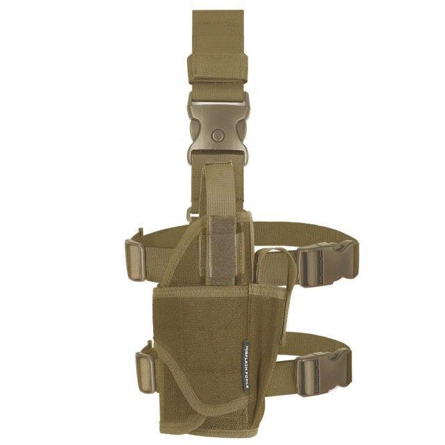 Holster de cuisse ajustable universel TAN CB marron foncé droitier Mgflashforce pour jambe holster Nylon tissu boucles attaches pour réplique de poing Airsoft