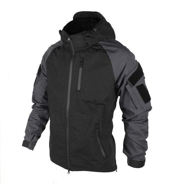 Veste de combat Noir et Gris veste BAC tactique homme veste manteau à capuche TRN tissus composite imperméable homme militaire S M L XL XXL Airsoft