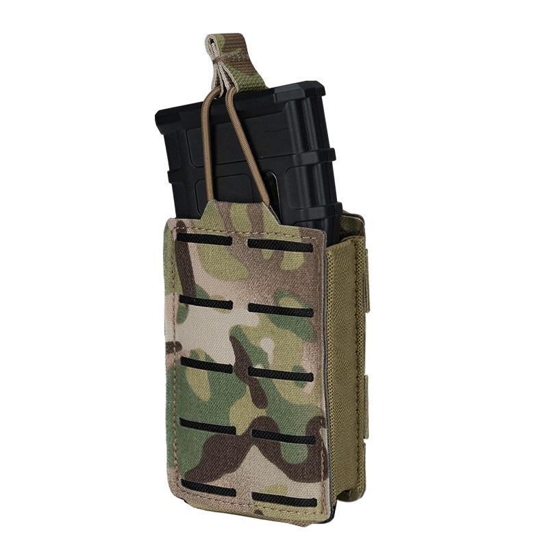 Porte chargeur 5.56 tactique militaire porte chargeurs MC multicam camouflage camo tissus MOLLE découpe laser porte chargeur avec élastique de rétention pour chargeur réplique arme Airsoft
