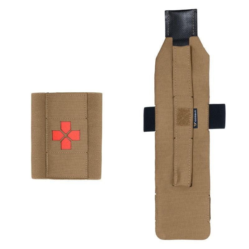 Poche medic micro trauma kit CB MOLLE marron foncé coyote brown ouverture rapide poche stockage fournitures médical avec croix rouge équipement tactique militaire medic pouch Airsoft