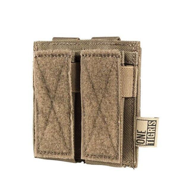 Porte chargeur molle CB coyote brown marron double compartiments 9mm pistol pistolet gun glock double molle onetigris Airsoft
