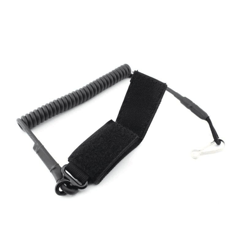 Sangle à ressort extensible élastique noir pour réplique de poing airsoft ou talkie walkie radio sangle court 1 point pistolet gun militaire Airsoft dragonne de combat