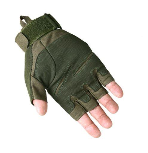 Gants airsoft demi doigts coupés vert militaire tactique protection mitaines mains