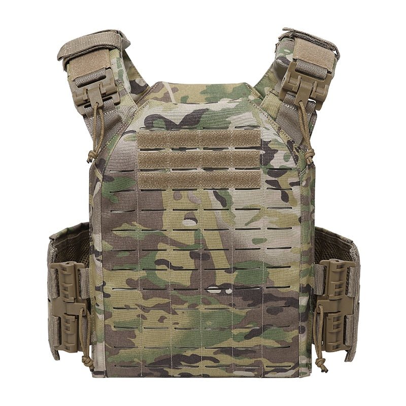 Gilet Tactique Militaire Avec Porte-plaque Et Poches MOLLE - Nylon 1000D, Ajustable (tour De Poitrine 95-140 Cm)