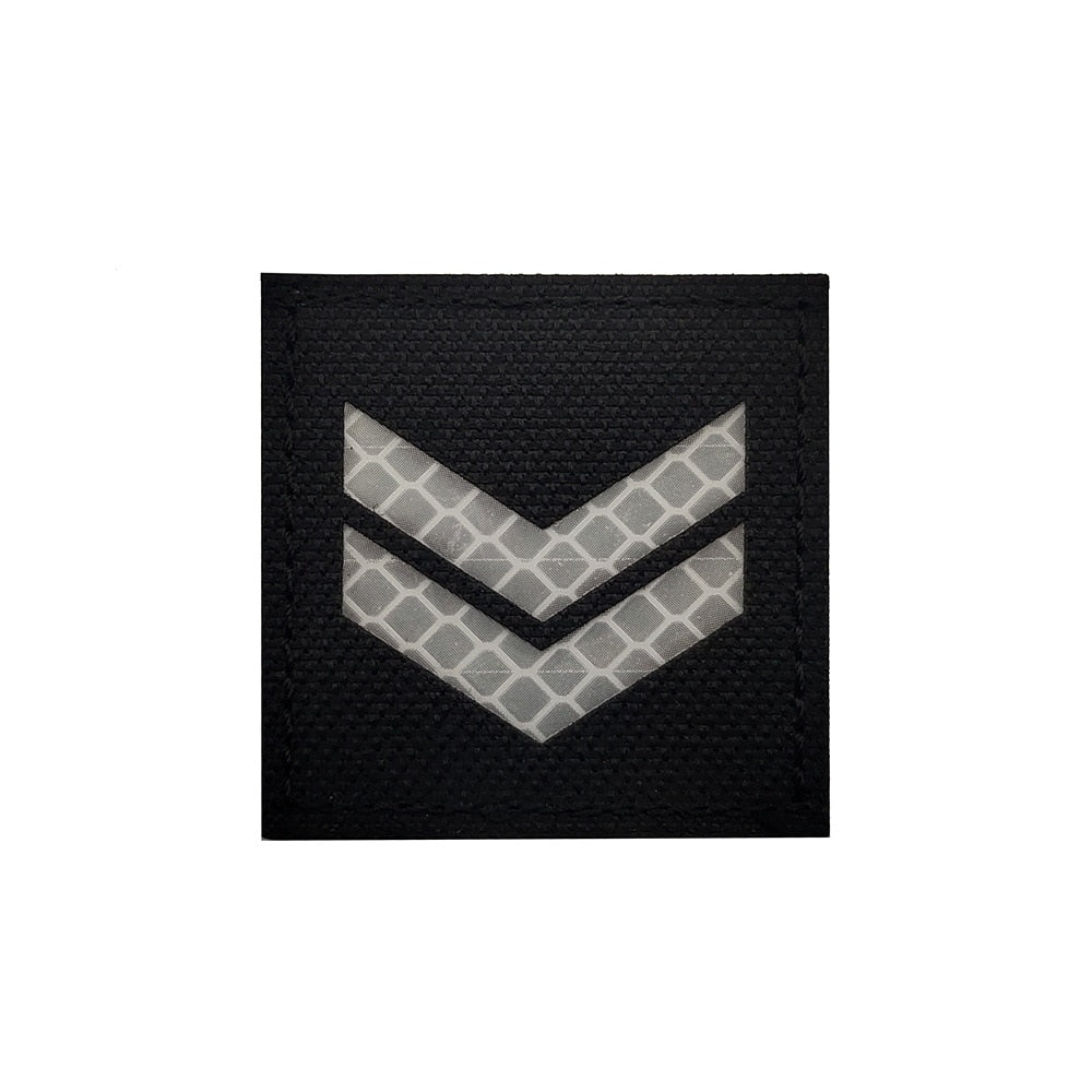 Patch Chevron 2 Réfléchissant Noir Velcro Militaire Gendarmerie Airsoft