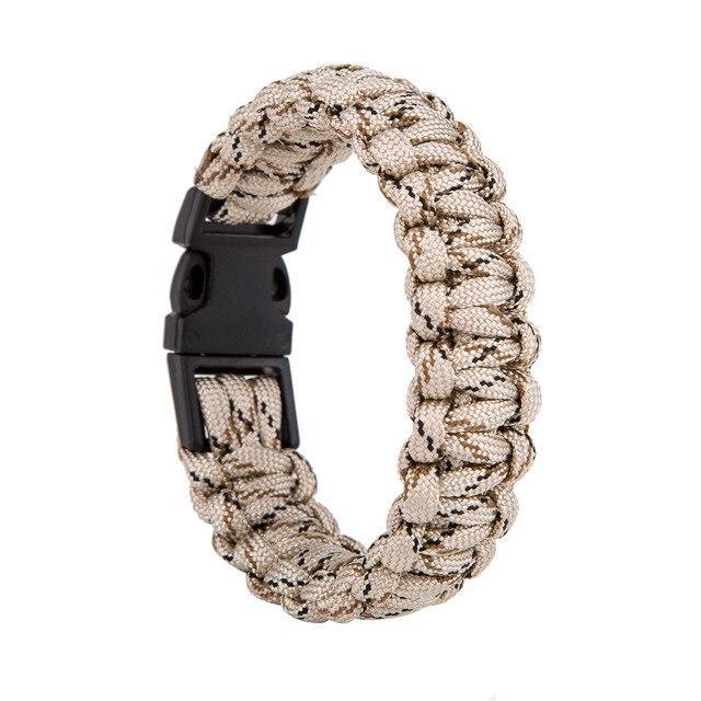 Bracelet survie paracorde corde résistance Beige militaire attache clip Airsoft bracelet survivalisme Noeux 3 mètres de long bracelet militaire tactique Homme Femme Airsoft