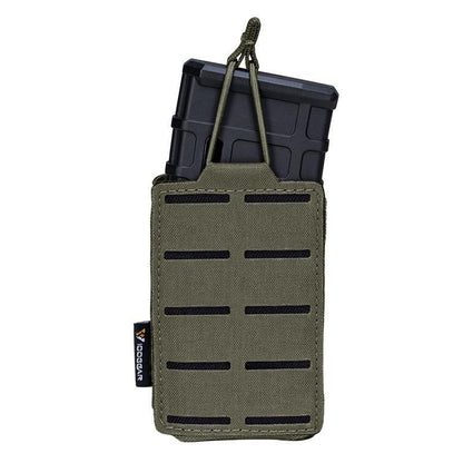 Porte chargeur 5.56 tactique militaire porte chargeurs RG vert foncé army green tissus MOLLE découpe laser porte chargeur avec élastique de rétention pour chargeur réplique arme Airsoft