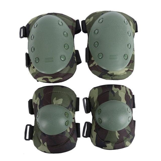 Kit genouillères et coudières ABS protection JG jingle camouflage à sangles universel genouillères de combat tactique militaire homme Airsoft