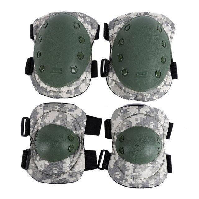 Kit genouillères et coudières ABS protection ACU camouflage à sangles universel genouillères de combat tactique militaire homme Airsoft